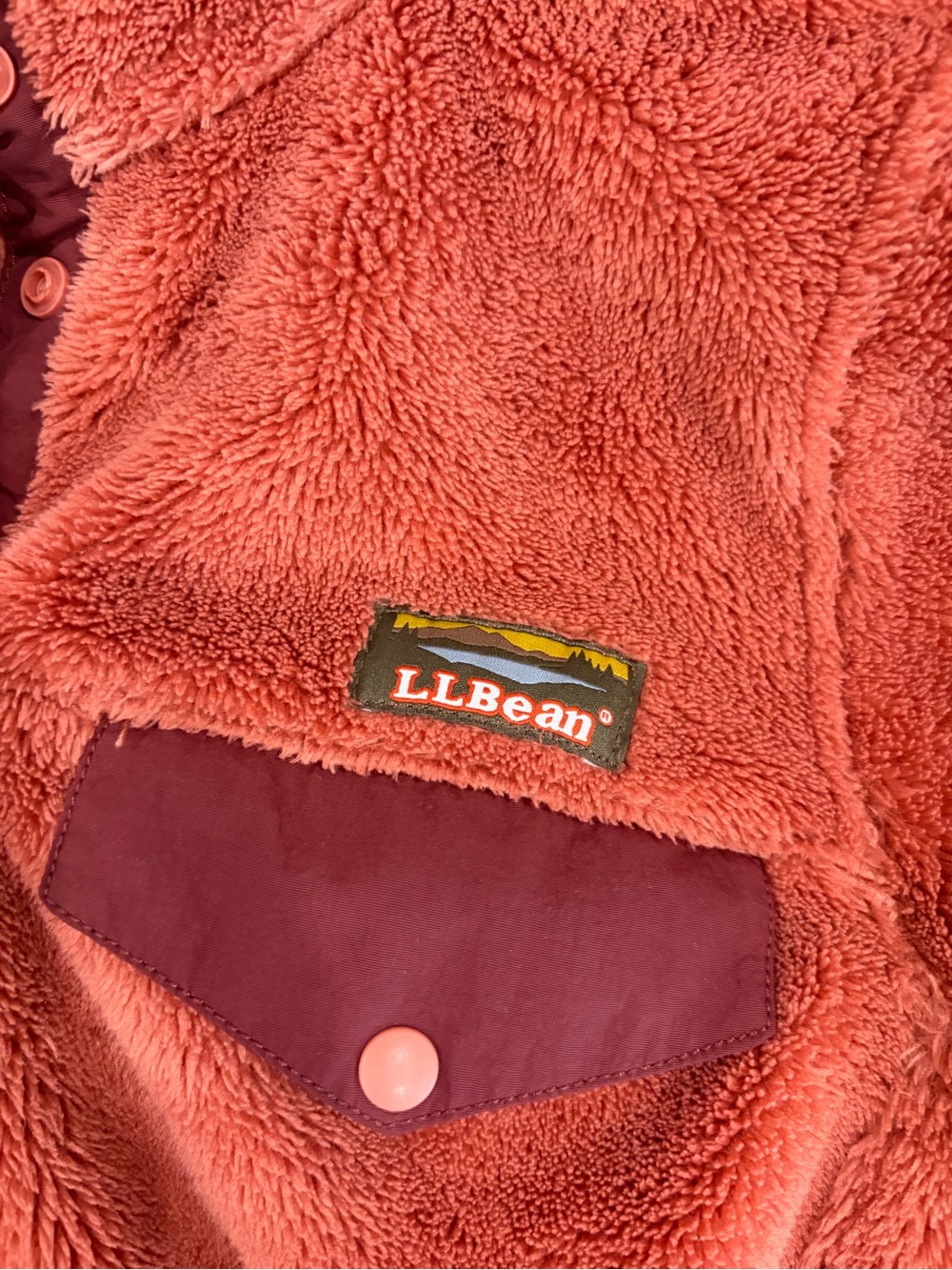 L.L. Bean Women’s Plush Sherpa Pullover - Rust Brown/Orange - Picture 4 of 6